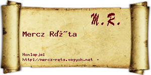 Mercz Réta névjegykártya